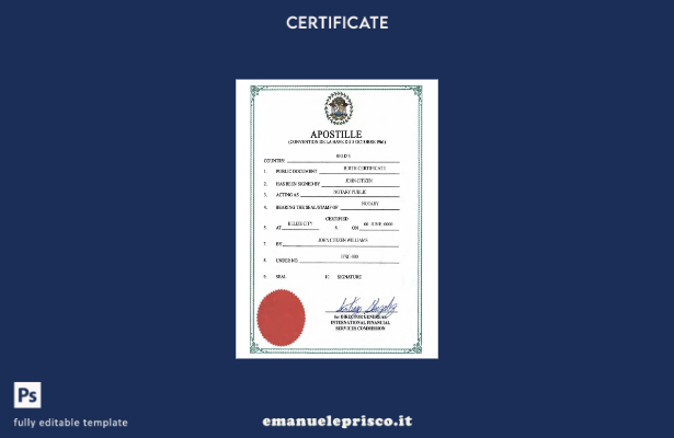certificato di nascita del Belize in stile verificato, modello VERSIONE Apostill